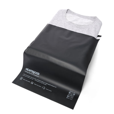 Compostable mailing bag with grey tshirt heapsgood packaging australia 