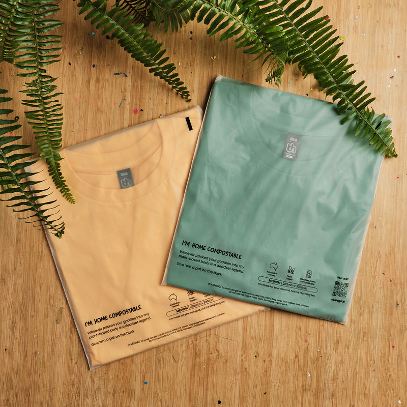 Home Compostable Apparel Bags. Garment Bags for Retail. Clothing Protector Bags for Shipping.