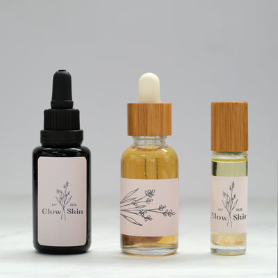 HeapsGood Custom Sticker Labels on Skincare Bottles. Design and Print Your Own Product Labels