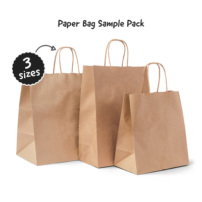 Recycled Paper Bag Sample Pack. 3 Sizes.