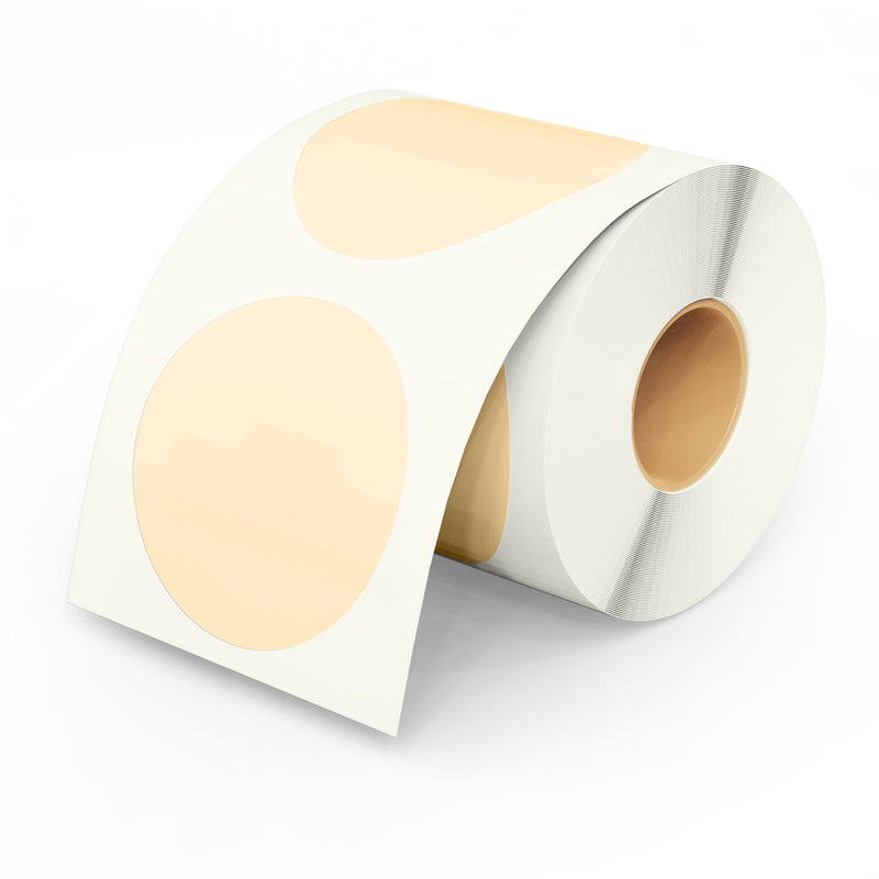 HeapsGood DIY Round Ecolabels. Print on Compostable Stickers. Round Oat Labels.