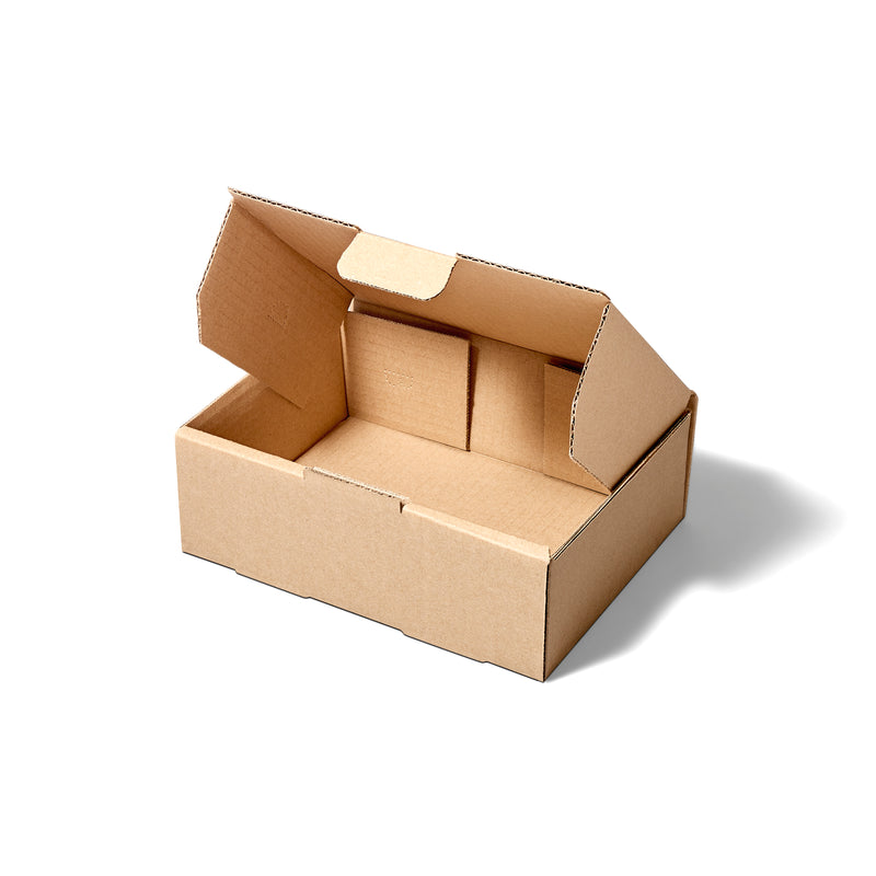 Mailing box open kraft cardboard recycled compostable australia heapsgood packaging post consumer 99.9% recycled content